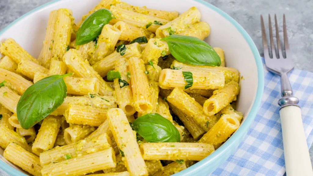 Creamy Pesto Pasta with Roasted Vegetables