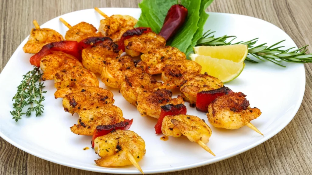 Lemon Herb Chicken and Shrimp Skewers