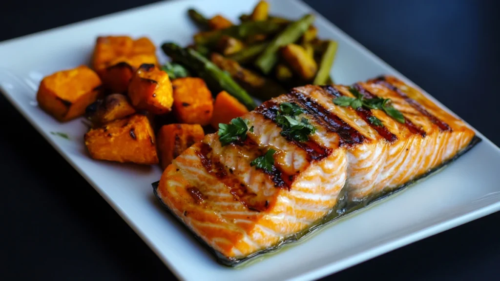 Teriyaki Salmon with Steamed Veggies